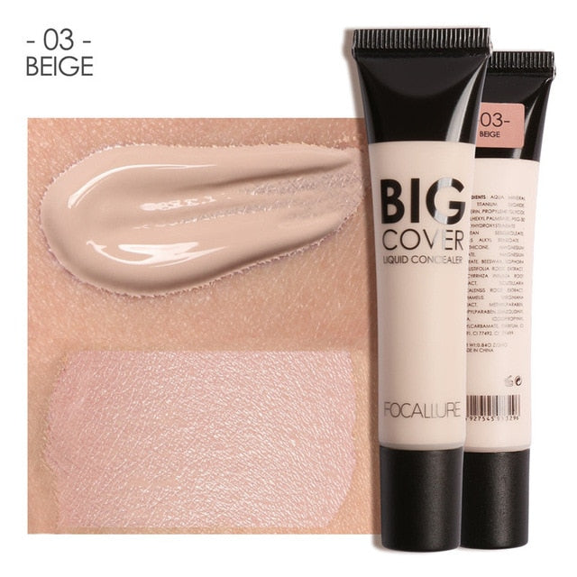 FOCALLURE Big Cover Liquid Concealer Moisturizing Oil-control Waterproof Contour Makeup Face Primer Face Cream