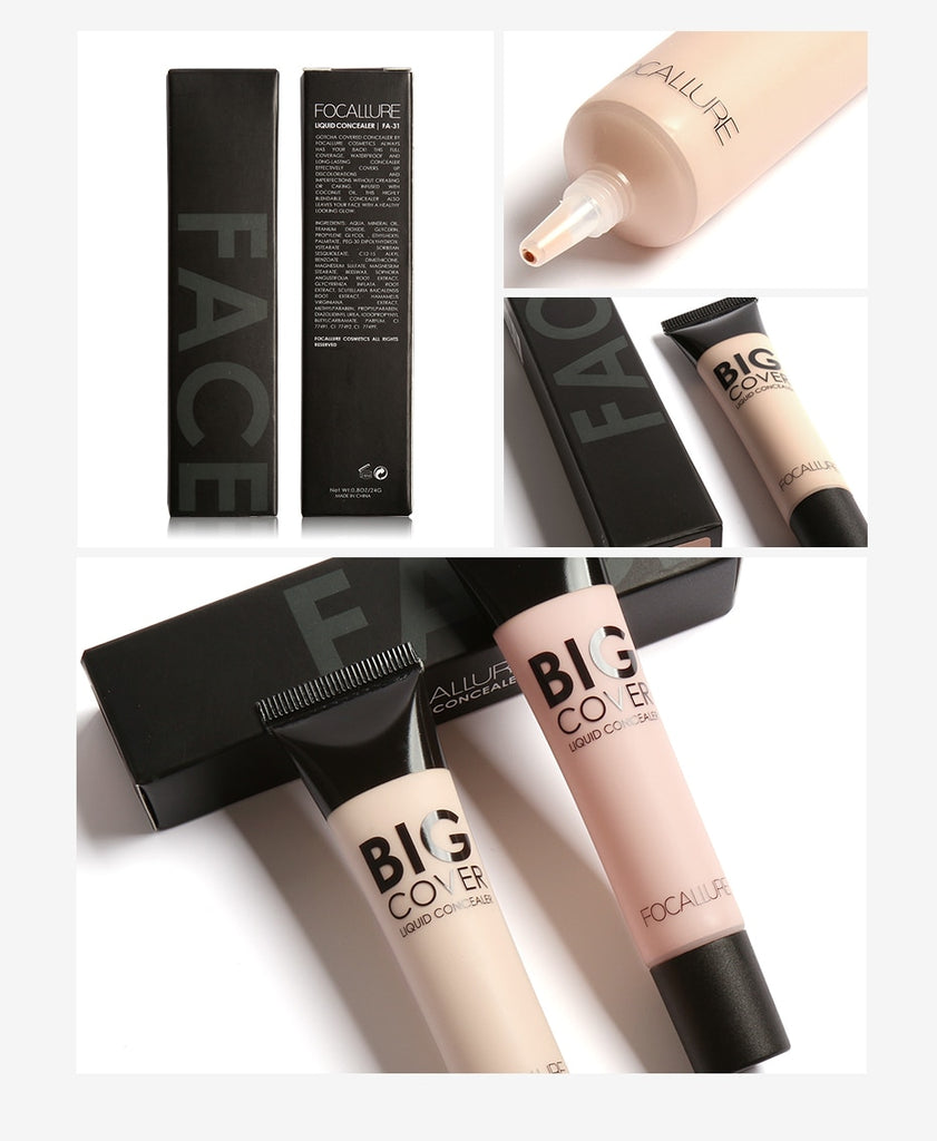 FOCALLURE Big Cover Liquid Concealer Moisturizing Oil-control Waterproof Contour Makeup Face Primer Face Cream