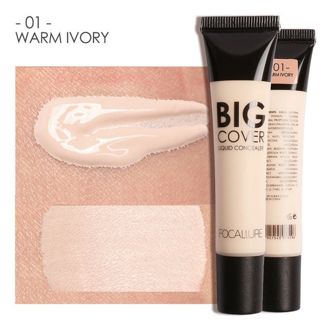 FOCALLURE Big Cover Liquid Concealer Moisturizing Oil-control Waterproof Contour Makeup Face Primer Face Cream